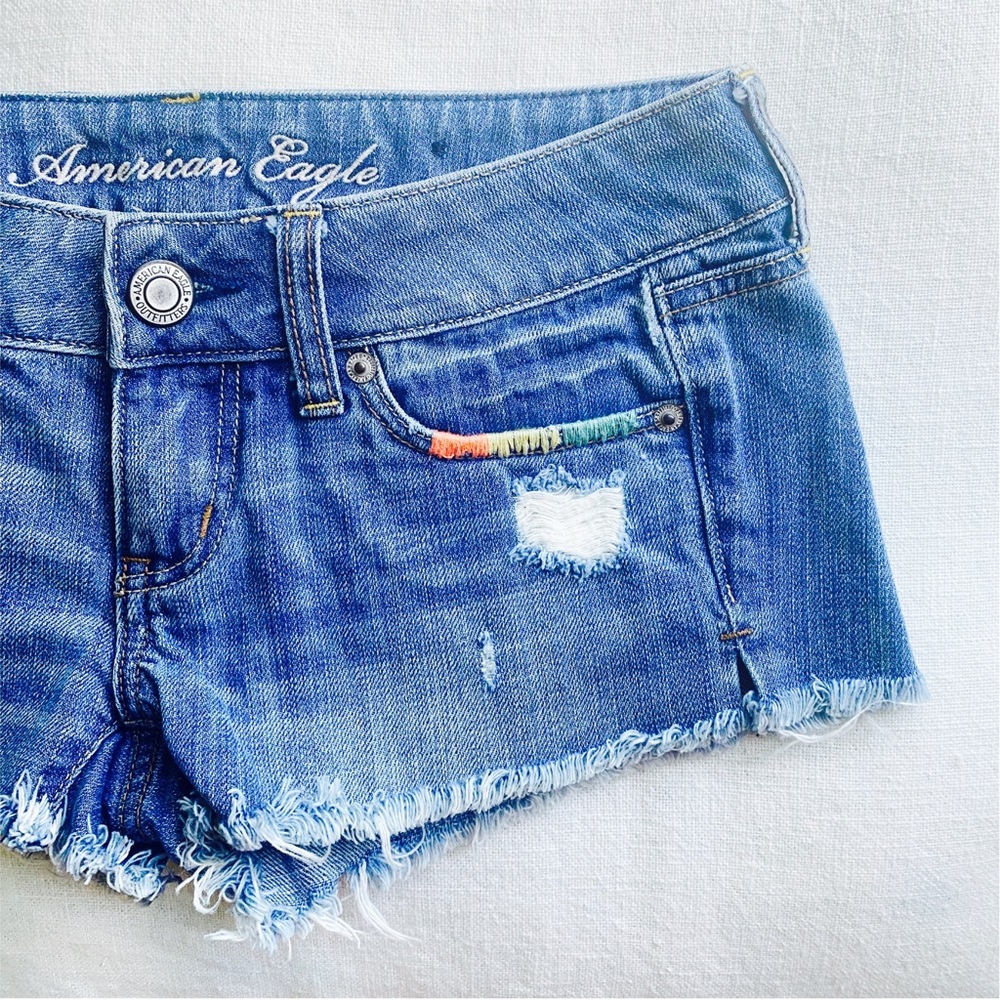 Embroidered cut off AE shorts